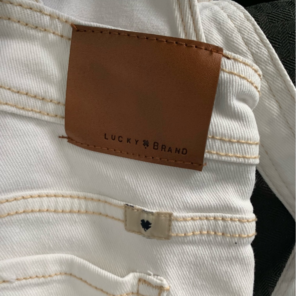 Lucky Brand Distressed Cotton Denim Shortalls - Picture 4 of 6